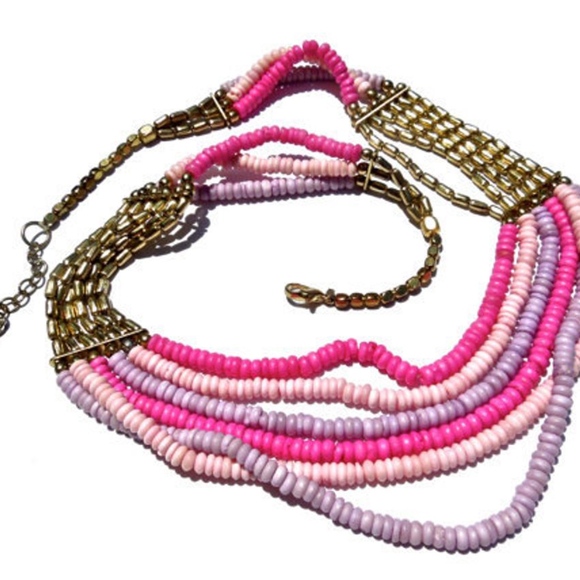 VTG 80's Natural Bone Multi Strand Necklace - Picture 4 of 5